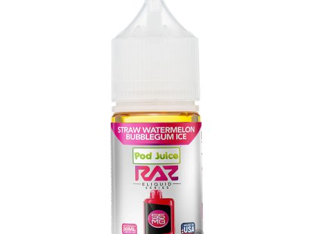 Pod Juice X Raz Salt - Straw Watermelon Bubblegum Ice 30mL Sale