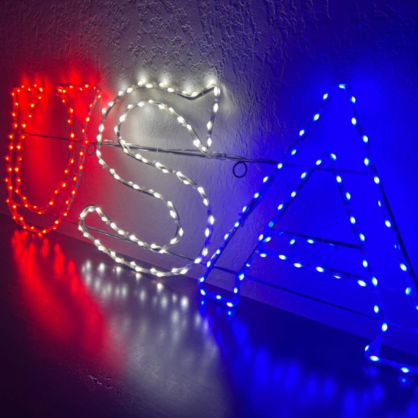 USA Sign  Patriotic Wire Decor | Outdoor Lights and Wire Decor Discount