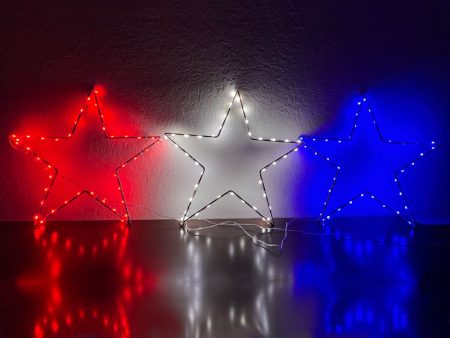 Patriotic Stars - Set of Three - 20  | Outdoor Lights and Wire Decor Hot on Sale